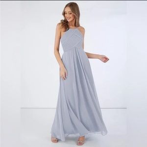 Unaltered Azazie slater grey bridesmaids dress